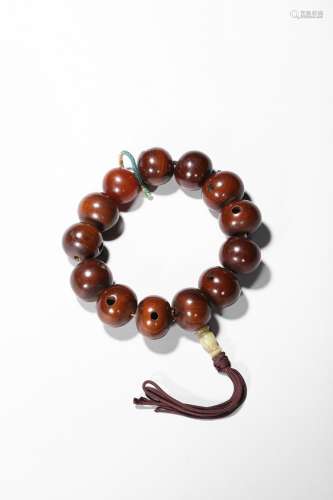 A rosewood carved bead bracelet