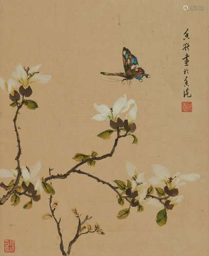 He Xiangning: color and ink on paper ‘butterfly’ painting