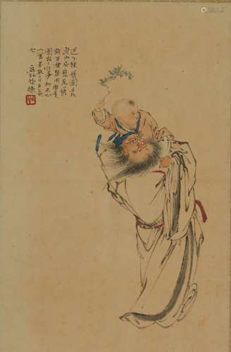 Xu Cao: color and ink on paper ‘figure’ painting