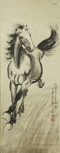 Xu Beihong: ink and color on paper 'horse' painting