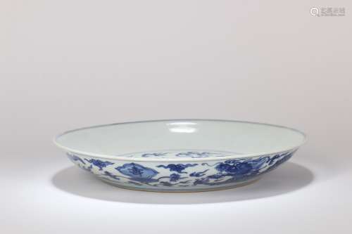 A Chinese Blue and White Porcelain Plate                                                                                                                                                                  