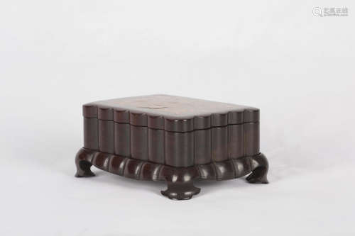 A Chinese Carved Rosewood Box with Stand