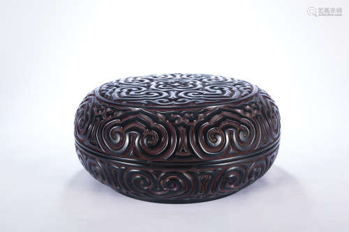 A Chinese Carved Lacquer Box with Cover