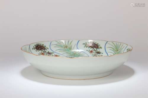 A Chinese Blue Glazed Porcelain Plate