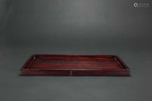 A Chinese Craved Rosewood Tray