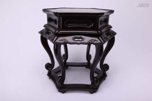 A Chinese Carved Zitan Low Table
