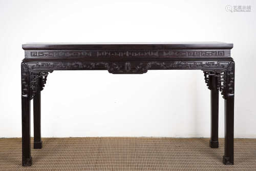 A Chinese Carved Zitan Table