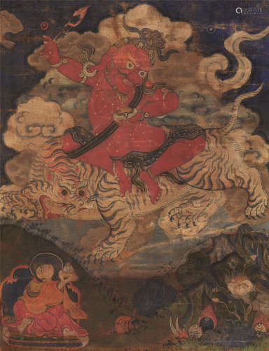 藏东19世纪 宗喀巴大师五见佛唐卡