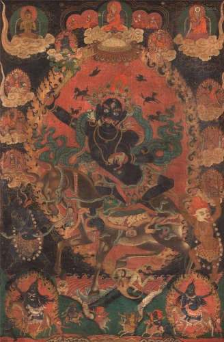 西藏16世纪 吉祥天女唐卡