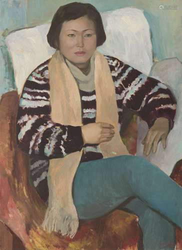 董希文 1960年作 肖像 纸本油彩