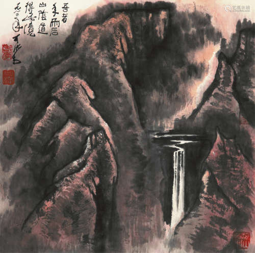 李可染（1907～1989） 1982年作 雨后山阴道 镜框 纸本