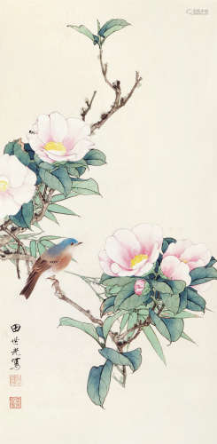 田世光（1916～1999） 茶花清音 立轴 纸本