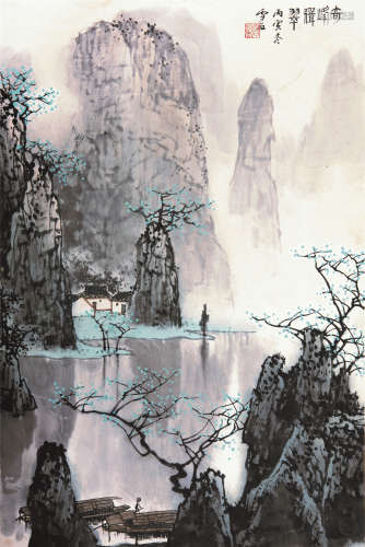 白雪石（1915～2011） 1986年作 奇峰耸翠 镜框 纸本