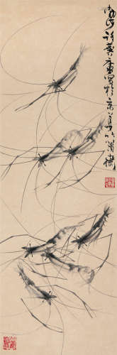 许麟庐（1916～2011） 群虾图 立轴 纸本