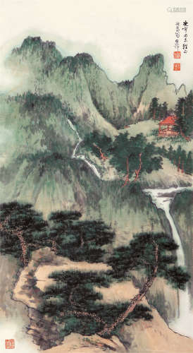谢稚柳（1910～1997） 1945年作 青绿山水 立轴 纸本