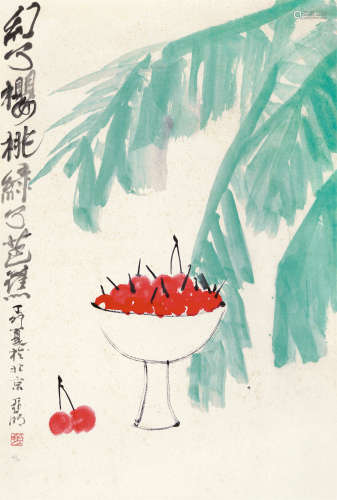 亚明（1924～2002） 1987年作 红了樱桃绿了芭蕉 立轴 纸本