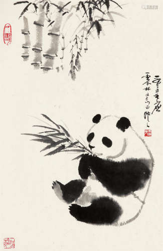 吴作人（1908～1997） 1975年作 熊猫 镜框 纸本