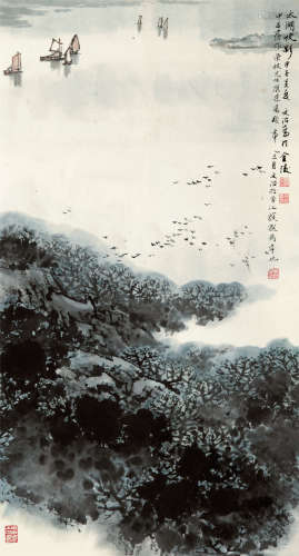 宋文治（1919～2000） 1992年作 太湖帆影 立轴 纸本