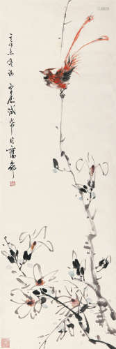 王雪涛（1903～1982） 1931年作 玉兰绶带 镜片 纸本