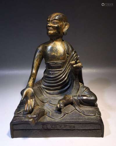 A GILT-BRONZE FIGURE OF DAMO