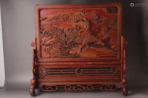 A WOOD CARVED TALBE SCREEN