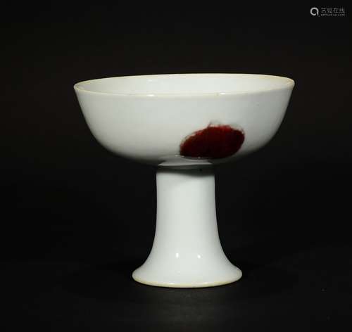 A COPPER-RED 'FISH' HIGH-STEM CUP, YONGZHENG MARK