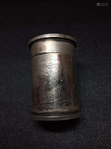 A SILVER TUBE AND COVER