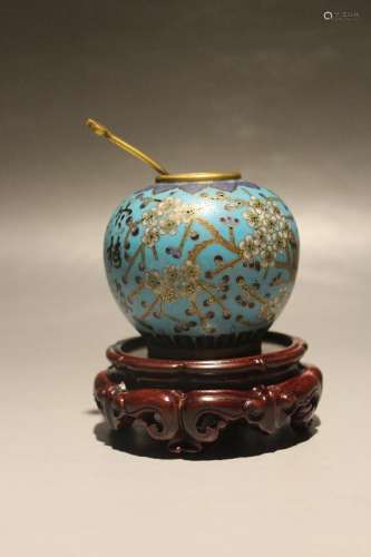 A  SMALL CLOISONNE ENAMEL WATER COUPE
