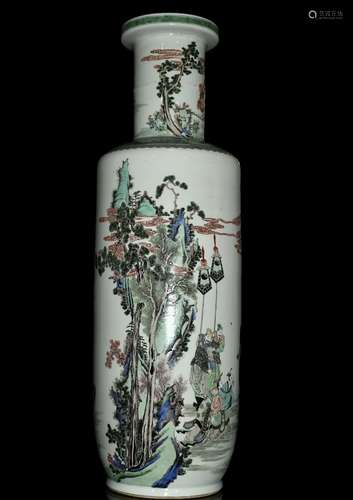 A WUCAI ROULEAU VASE