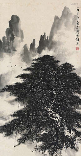 黎雄才（1910～2001） 1982年作 松涧鸟鸣 立轴 水墨纸本