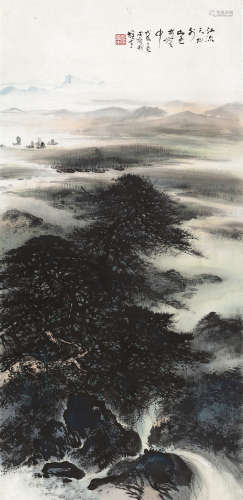 黎雄才（1910～2001） 戊辰（1988）年作 仿王维诗意 镜片 设色纸本