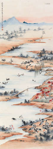 吴青霞（1910～2008） 戊寅（1996）年作 芦雁 立轴 设色纸本