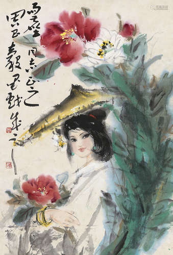 周昌谷（1929～1985） 少女 镜片 设色纸本