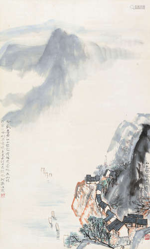 何海霞（1908～1998） 山色空蒙雨亦奇 镜片 设色纸本