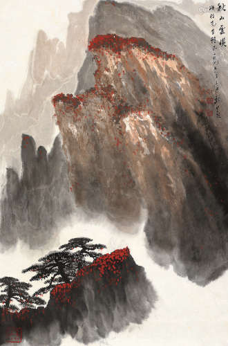 魏紫熙（1915～2002） 1997年作 秋山云横 镜片 设色纸本