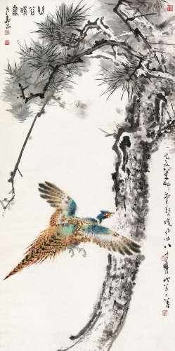 郑乃珖（1911～2005） 1982年作 幽谷鸣禽 立轴 设色纸本