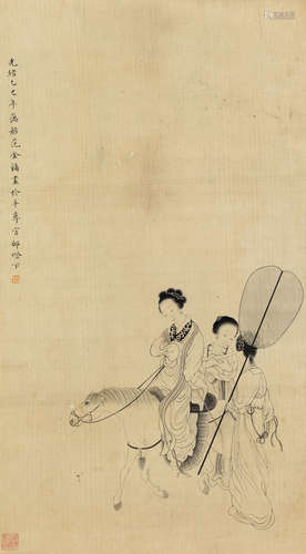 范金镛（1851～1914） 乙巳（1905）年作 仕女 立轴 水墨绢本