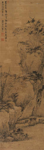 蓝瑛（1585～1664） 泉石水仙 立轴 水墨绫本