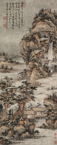 髡残（1612～1692） 辛亥（1671）年作 白云隐者 立轴 设色纸本