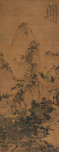 关思（明） 丁卯（1627）年作 夏木垂阴 立轴 设色绢本