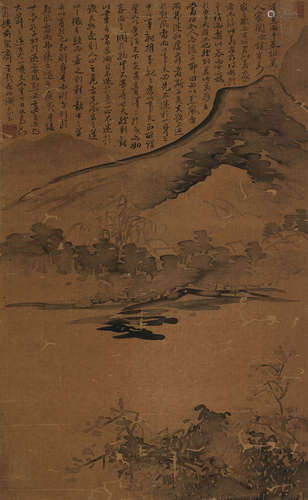 苏仁山（1813～1850） 春树人家 立轴 水墨绢本