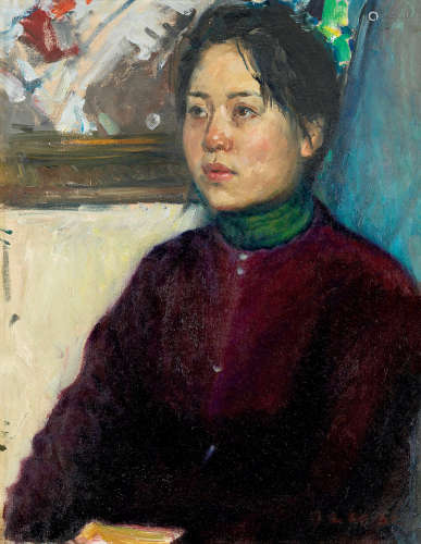 罗工柳 1950年作 女肖像 布面油画