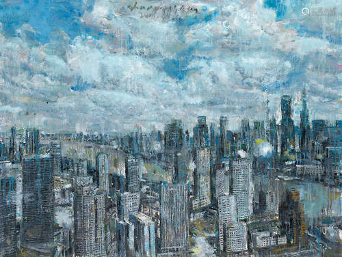 赵峥嵘 2017年作 城市的蓝调 布面油画