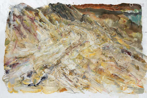 罗奇 2017年作 突突的路爬过了山的那边 布面油画
