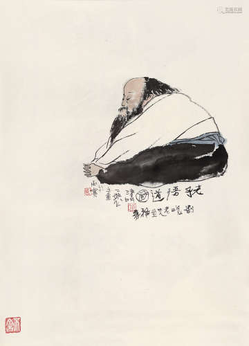 赵俊生 丙寅（1986）年作 老子悟道图 立轴 设色纸本