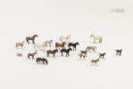 Ensemble de 19 chevaux et leurs poulains de marque Schleich Germany & Bullyland Germany