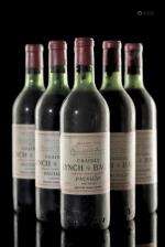 6 bouteilles de Château Lynch Bages, 1964, 75 cl