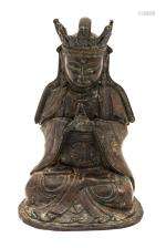 Sculpture en bronze de Chine à patine brune d'une Guanyin ou VAIROCANA, XVIIe