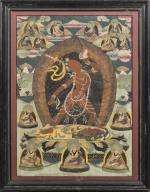 Tangka représentant une Tara rouge Vajrayogini རྡོ་རྗེ་རྣལ་འབྱོར་མ ou 瑜伽空行母 yújiā kōngxíngmǔ