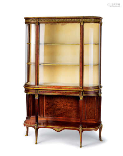 约1890年 英国及法国合作桃花心木玻璃展示柜